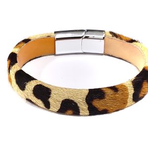 Leopar Desenli Deri Bileklik #100-34
